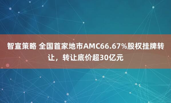 智宣策略 全国首家地市AMC66.67%股权挂牌转让，转让底价超30亿元