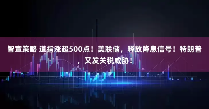 智宣策略 道指涨超500点！美联储，释放降息信号！特朗普，又发关税威胁！